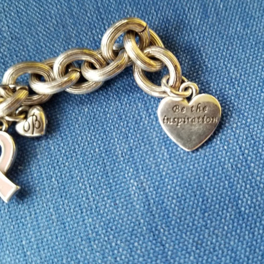🩷BOGO* Brighton Y2K Vintage Breast Cancer Encouragement Charm Bracelet - GPC🩷 - Picture 10 of 16